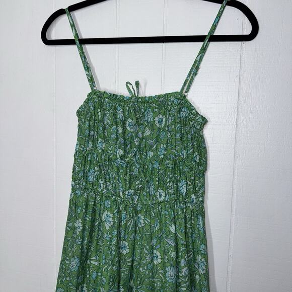 J. Crew Women’s Tie Front Voile Cover Up Midi Dress Marigold Blooms Green Size S - Picture 4 of 7